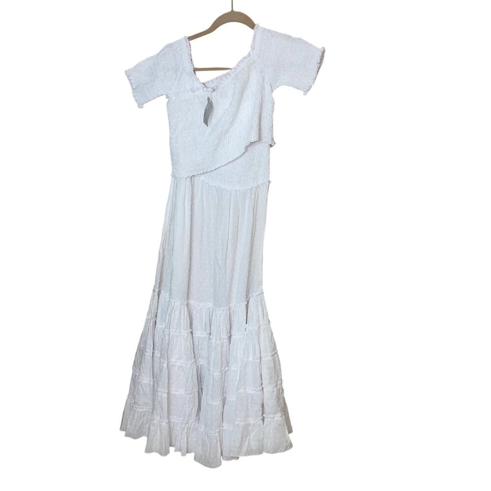 Poupette St Barth Womens Dress Size M White Soledad Ruched On Off Shoulder New